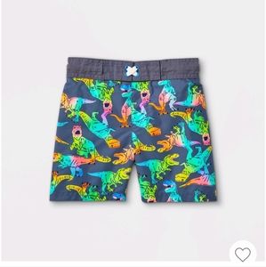 Toddler boys - neon Dino print - Cat and Jack swim trunks - 18M